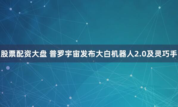 股票配资大盘 普罗宇宙发布大白机器人2.0及灵巧手